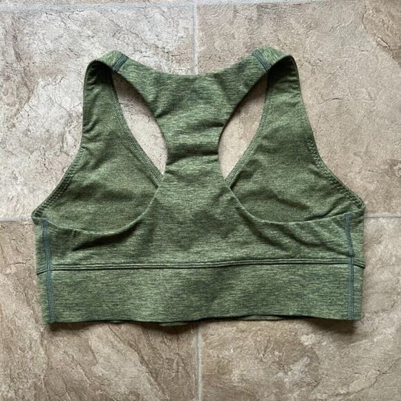 Offline by Aerie The Hugger Raceback Sports Bra Size L Olive Fun Green Workout - Picture 7 of 9